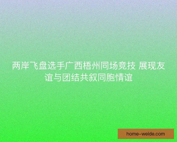 两岸飞盘选手广西梧州同场竞技 展现友谊与团结共叙同胞情谊